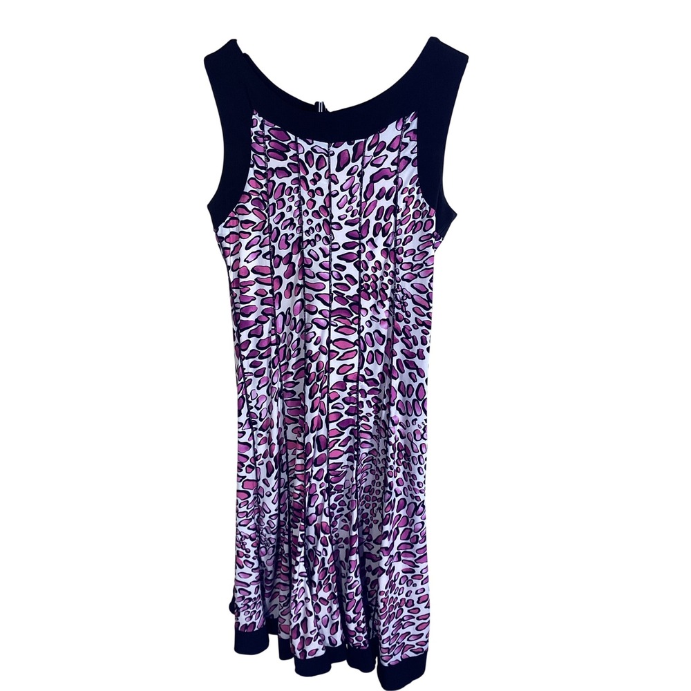 Lily Pink Purple Leopard Print‎ Sleeveless Shift Dress Black Trim Medium